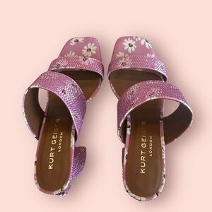 KURT GEIGER LONDON Kensington crystal-embellished floral block-heel sandals